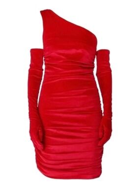 Velvet Mini Dress & Gloves | Miscreants
